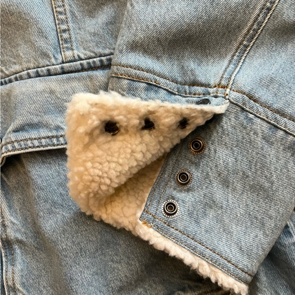 Free People Sherpa Trim Denim Chore Jacket - Picture 2 of 5